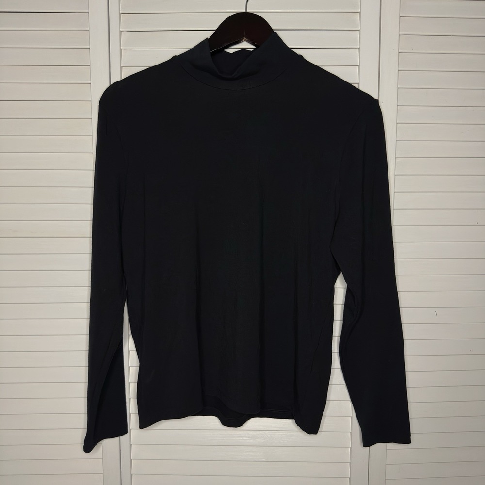 Abercrombie & Fitch Soft A&F Mock Neck Long Sleeve Top Black Women's XL Fitted